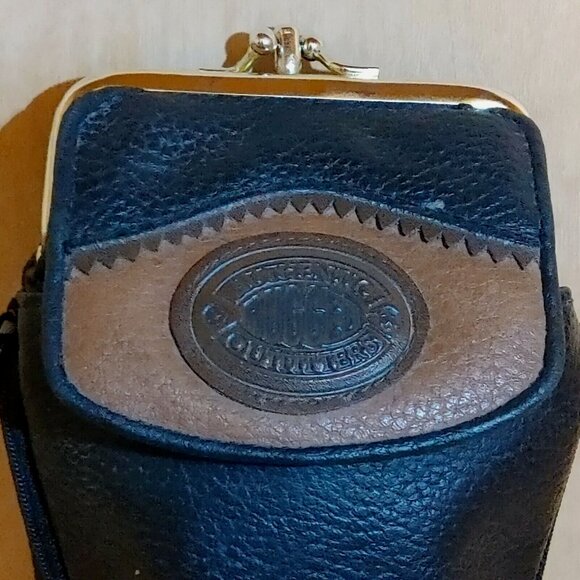 Authentic Rugged Black Leather Crossbody Wallet Pouch Purse Small w Pockets - Picture 3 of 7